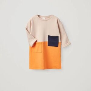 COS Kids Long Sleeve Shirt in Tan and Orange with Navy Pocket